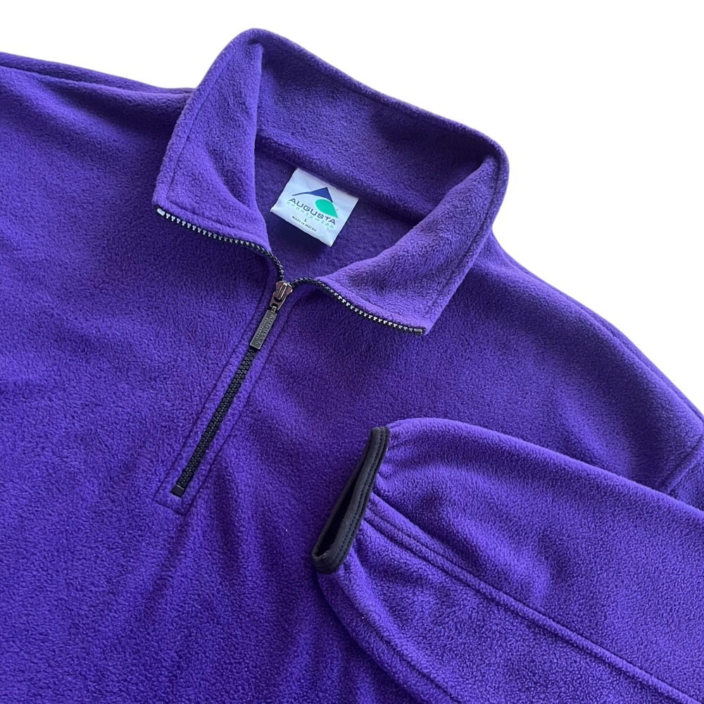 Augusta Sportswear Women L Purple Fleece 1/4 Zip Pullover Jacket Retro Cozy Warm